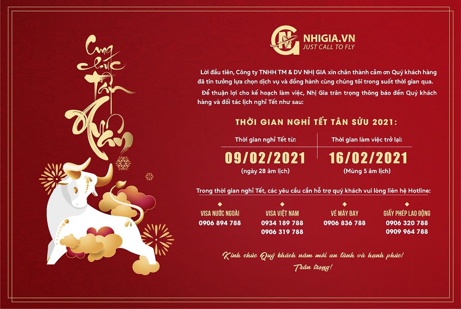 NHỊ GIA THÔNG BÁO NGHỈ TẾT NGUYÊN ĐÁN 2021